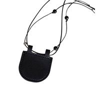 YIGZYCN Élégant collier portefeuille en cuir robuste pour ranger les écouteurs et les pièces de monnaie, design pratique pour un usage quotidien pratique petit sac à main long, Noir