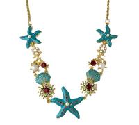 YIGZYCN Élégante étoile de mer coquillage avec perles d'imitation et strass, accessoire pour femme, bijoux de vacances à la plage, strass