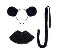 YIGZYCN Ensemble d'accessoires de costume de souris pour enfants - Oreilles de souris, bandeau, queue, tutu - Pour Halloween, fête costumée