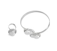 YIGZYCN Ensemble de bijoux et bagues avec perles irrégulières - Accessoire de mode pour femme - Style baroques français - Ensemble de bijoux de mariage