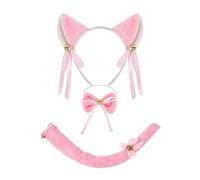 YIGZYCN Ensemble de costumes de chats avec oreilles de chat, bandeaux, queue, nœuds, tutu, autocollants pour le visage des animaux, costumes de cosplay pour Halloween, fête de Noël