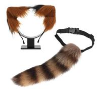 YIGZYCN Ensemble de jeu de rôle en forme d'animal avec queue d'animal et bandeau d'oreille en peluche pour femme - Costume d'Halloween et de costumade