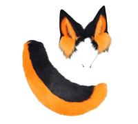 YIGZYCN Ensemble oreilles et queue de chat en fausse fourrure, renard, oreilles de loup, serre-tête avec queue, Halloween, Noël, cosplay, fête, accessoires de costume