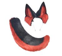 YIGZYCN Ensemble oreilles et queue de chat en fausse fourrure, renard, oreilles de loup, serre-tête avec queue, Halloween, Noël, cosplay, fête, accessoires de costume