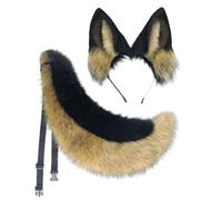 YIGZYCN Ensemble oreilles et queue de chat en fausse fourrure, renard, oreilles de loup, serre-tête avec queue, Halloween, Noël, cosplay, fête, accessoires de costume