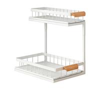 YIGZYCN Étagère sous évier pour économiser de l'espace - 2 positions - Hauteur personnalisable - Support en acier au carbone pour comptoir de cuisine et salle de bain - Organisation nécessaire