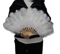 YIGZYCN Éventail plume de 30 cm avec poignée pliable - Accessoire pour les routines de danse, les photos, les fêtes et la décoration d'événements