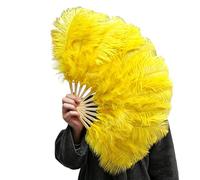 YIGZYCN Éventail plume de 30 cm avec poignée pliable - Accessoire pour les routines de danse, les photos, les fêtes et la décoration d'événements