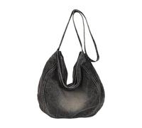 [YIGZYCN] Femmes Rétro Denim Grande Capacité Sac à Bandoulière Simple Messenger Sac de Courses Mode Sac de Courses Quotidien, Noir
