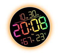 YIGZYCN Horloge murale colorée surdimensionnée avec affichage de la température intérieure élégante horloge LED