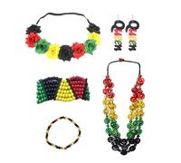 YIGZYCN Juneteenth Ensemble de bijoux africains pour femme Jamaïque Accessoires Queen Dangle Boucles d'oreilles Bracelet de perles de lunettes de soleil pour femmes noires, Tissu