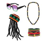 YIGZYCN Juneteenth Ensemble de bijoux africains pour femme Jamaïque Accessoires Queen Dangle Boucles d'oreilles Bracelet de perles de lunettes de soleil pour femmes noires, Tissu