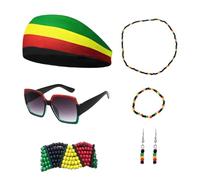 YIGZYCN Juneteenth Ensemble de bijoux africains pour femme Jamaïque Accessoires Queen Dangle Boucles d'oreilles Bracelet de perles de lunettes de soleil pour femmes noires, Tissu