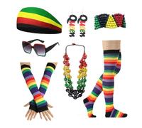 YIGZYCN Juneteenth Ensemble de bijoux africains pour femme Jamaïque Accessoires Queen Dangle Boucles d'oreilles Bracelet de perles de lunettes de soleil pour femmes noires, Tissu