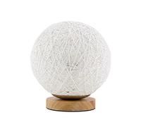 YIGZYCN Lampe de table LED en forme de boule en bois de rotin, lampe de chevet USB, lampe de lune en rotin naturel, abat-jour tricoté à la main, veilleuse pour chambre à coucher, salon, découpe pour