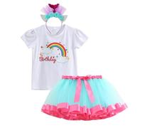 YIGZYCN Licorne Costume d'anniversaire pour fille Jupe tutu Bandeau Décorations de fête d'anniversaire