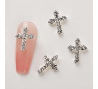 YIGZYCN Lot de 10 breloques rétro en forme de croix en alliage de strass pour ongles en acrylique