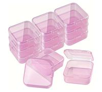 YIGZYCN Lot de 12 boîtes de rangement empilables avec couvercle - Petites boîtes carrées transparentes - Multifonctions colorées