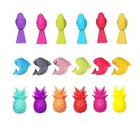 YIGZYCN Lot de 18 marqueurs en silicone pour verres à boire en forme de dauphin, ananas,