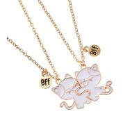 YIGZYCN Lot de 2 colliers d'amitié avec pendentif en forme de chat en alliage texturé pour couple