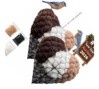 YIGZYCN Lot de 2 nids d'oiseaux avec cadre en fer avec rembourrage en fibre douce pour décoration extérieure à suspendre
