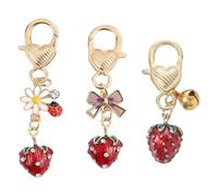 YIGZYCN Lot de 3 porte-clés en forme de fraise réaliste en forme de fruit pour sacs et clés Accessoire décoratif pour chaîne de téléphone