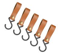 YIGZYCN Lot de 5 crochets de camping en forme de S en cuir PU à suspendre - Cintres de camping portables triangulaires - Étagère de rangement pour poids léger