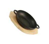YIGZYCN Lot de trois préférences de taille pour poêle à frire en fer forgé avec support en bois pour une excellente conservation de la chaleur dans les applications de cuisine Poêle à frire