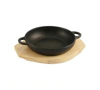 YIGZYCN Lot de trois préférences de taille pour poêle à frire en fer forgé avec support en bois pour une excellente conservation de la chaleur dans les applications de cuisine Poêle à frire