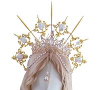 YIGZYCN Luxueuses couronnes d'Halloween en perles, couvre-chefs légers et confortables, accessoires de cosplay pour usage quotidien, accessoires de photographie de mode