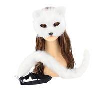 YIGZYCN Masque et queue de chat en fausse fourrure de renard pour Halloween, cosplay, fête