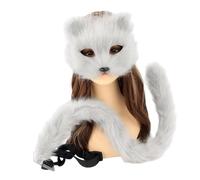 YIGZYCN Masque et queue de chat en fausse fourrure de renard pour Halloween, cosplay, fête