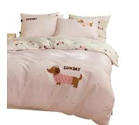 YIGZYCN Parure de lit lavable en machine Motif teckel brodé pour plus de confort en famille Housse de couette en coton