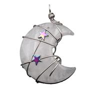 YIGZYCN Pendentif en forme de croissant de lune et d'étoile - Accessoire de décoration en pierre naturelle