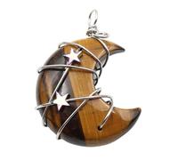 YIGZYCN Pendentif en forme de croissant de lune et d'étoile - Accessoire de décoration en pierre naturelle