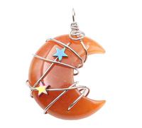 YIGZYCN Pendentif en forme de croissant de lune et d'étoile - Accessoire de décoration en pierre naturelle