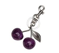 YIGZYCN Pendentif tendance en alliage robuste avec cerises - Accessoire élégant pour styles d'expression - Usage quotidien - Petit pendentif, Violet/argenté, taille unique