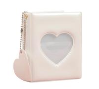 YIGZYCN Petit album photo tendance de 7,6 cm en forme de cœur découpé, organiseurs de cartes photo avec 32 poches pour idole éventail, classeur photo, livre de présentation