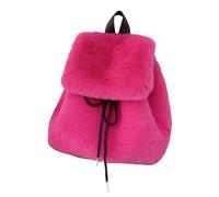 YIGZYCN Petit sac à dos élégant en fourrure douce avec cordon de serrage sécurisé et rabat, sac à bandoulière en peluche pelucheuse pour femmes, filles, femmes, b