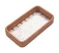 YIGZYCN Plateau à bijoux en osier naturel avec construction robuste, surface facile à nettoyer, solution de rangement décorative pour chambre à coucher, salle de bain, cuisine, plateau à bijoux