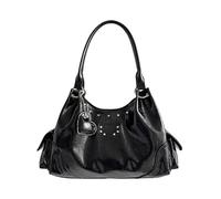 YIGZYCN Sac à bandoulière élégant en polyuréthane coréen - Design rétro - Léger et résistant à l'eau - Pour le travail - Sac à main essentiel pour femme, Noir , One Size