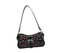 YIGZYCN Sac à bandoulière imprimé léopards vintage boucles en cuir PU sac de soirée sac à main tendance sous les bras sacs à main confortables sacs de voyage, Noir