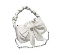 YIGZYCN Sac à main pour femme avec nœud papillon et fermeture éclair - Sac à bandoulière décontracté avec bretelles amovibles, blanc