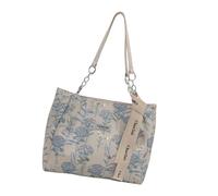 YIGZYCN Sac à main vintage de grande capacité en toile avec poignée supérieure pour femme - Broderie florale - Sac à bandoulière décontracté