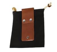 YIGZYCN Sac de rangement en cuir et toile pour randonnée, camping, survie en plein air, sac de cueillette de fruits, pochettes pliables, Noir