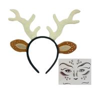 YIGZYCN Serre-tête en tissu doux avec motifs de bois de renne de Noël avec autocollants pour fêtes de famille, accessoires de costume en tissu respirant pour adultes