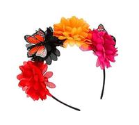 YIGZYCN Serre-tête mexicain avec couronne de roses et papillons - Pour Halloween, fête costumée