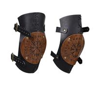 YIGZYCN Vikinges Genouillère en similicuir pour Halloween, cosplay, médiévale, marron noir, taille unique