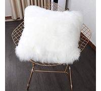 YIHAIC Housse de Coussin, Fausse Fourrure Deluxe Décoratif Canapé Chambre Lit Super Doux Peluche Mongolie Taie d'oreiller 45X45cm (Blanc)