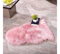 YIHAIC Peau de Mouton synthétique,Cozy Sensation comme véritable Laine Tapis en Fourrure synthétique, Man-Made Luxe Laine Tapis de Canapé Coussin (Rose, 50 x 80 cm)